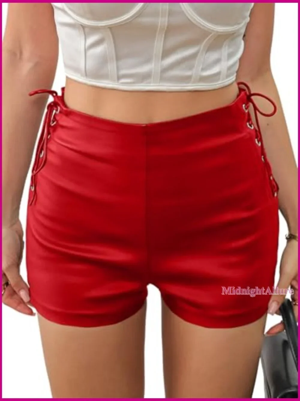 Faux Leather High Waist Skort with Side Slit Bodycon Mini Skirt - Picture 3 of 6